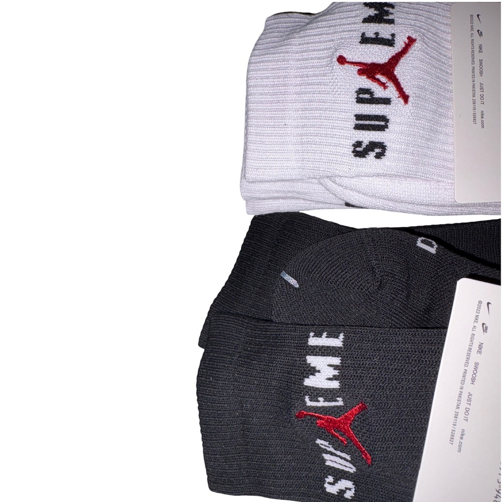 Supreme Jordan Jumpman Crew Socks Black White Mens Size L 7-12 EUR 42-46 4 Pairs - Picture 3 of 3